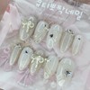 Wedding Magnetic Handmade Nail Tips - Square S / 웨딩