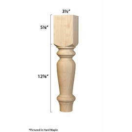 Osborne Jumbo English Country Coffee Table Leg in Knotty Pine Wood (Set of Four), Replacement Legs for Coffee Table or Bench, Farmhouse Style, Unfinished Wooden Posts are Sanded & Ready to be Stained