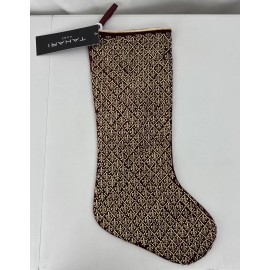 Tahari Home Christmas Stocking Fleur-De-Lis Repeat Pattern 8x22" Red & Gold