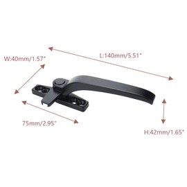 Savagrow Casement Window Locking Handles Grips Aluminum Alloy Right Hand & Left Hand Locks, Black 140 x 40 x 42mm
