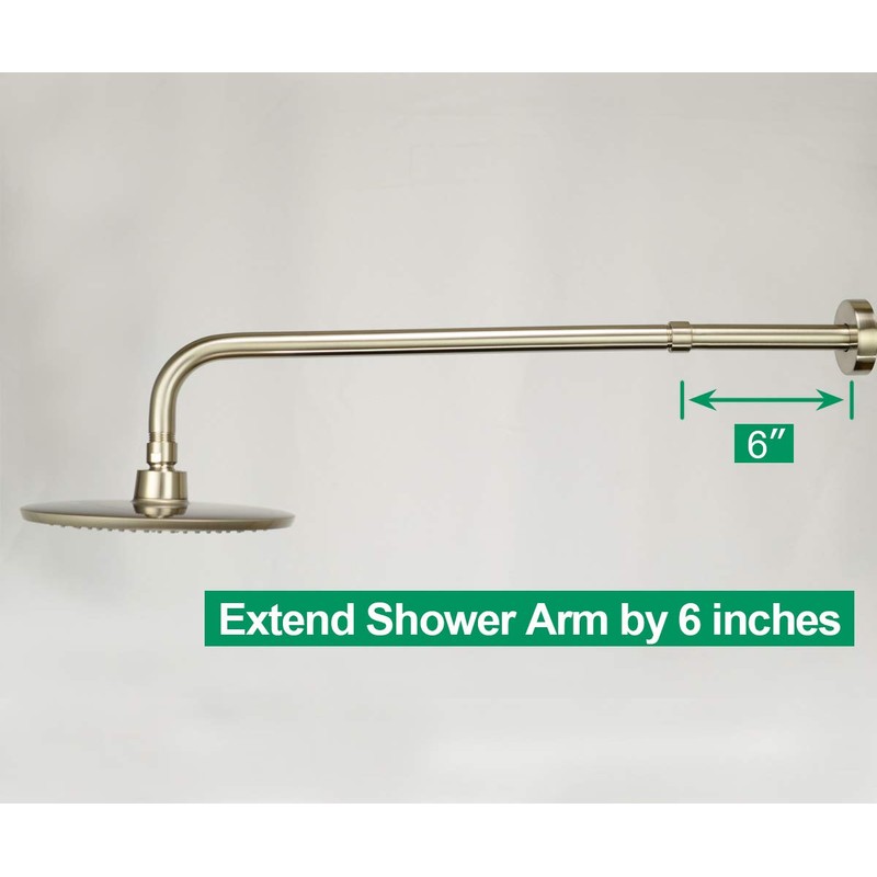 Purelux Shower Arm Extension, 6 inches Shower Head Extender Water