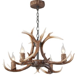 Vintage Antler Chandelier Lighting,Retro Farmhouse Deer Antler Chandelier 4-Lights,Antler Light Fixtures for Living Room, Dining Room, and Bedroom (4 Lights)