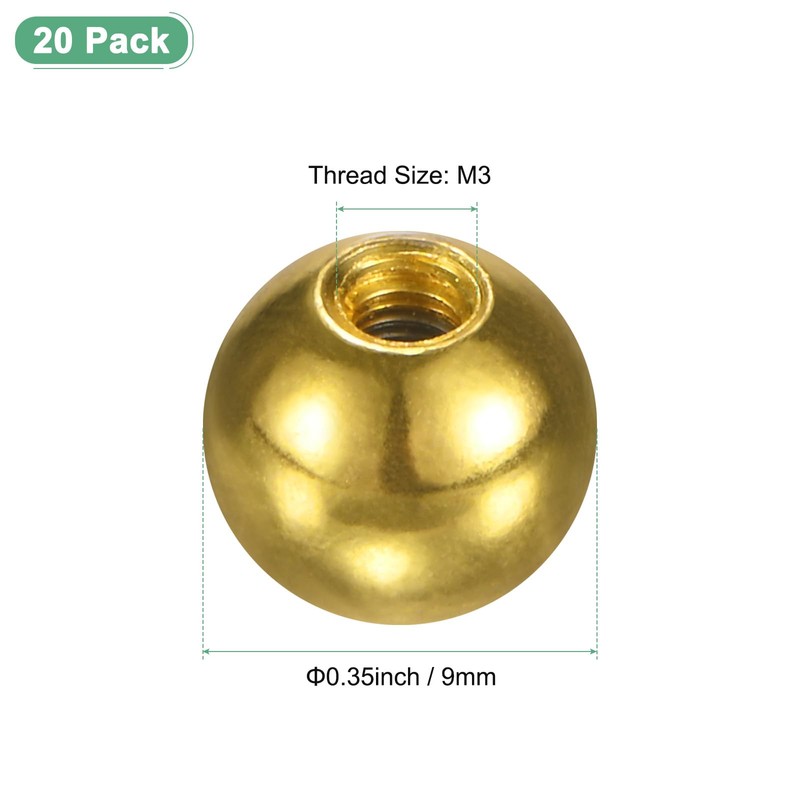 M METERXITY 20-Pack Threaded Ball Nut Knobs, M3x9mm Carbon Steel