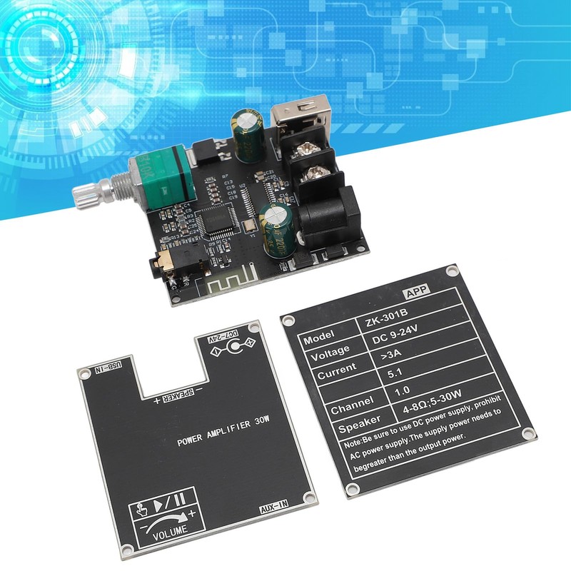 Bluetooth 5.1 Amplifier Board, DC 9-24V Mono Audio Amp Board,