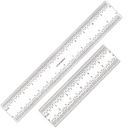 2 PCS 6 Inch /12Inch Clear Acrylic Ruler Zero-Centering Ruler with Inches & Metric Measuring Tool 12" and 6" Inch Straight Edge Rulers for Scrapbooking Card-Making Student School Office Home Tool