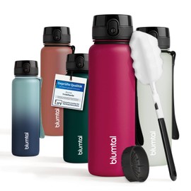 Blumtal Water Bottle 1 L - Leak-proof Sports Water Bottle + 1 Click Closure - BPA-Free Water Bottle 1 L with Strainer - Sports Water Bottle Dishwasher Safe - 1 Litre - Berry