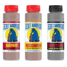 Secret Aardvark Hot Sauce Variety Pack – Red Scorpion, Drunken Garlic, and Habanero Hot Sauce, Low Carb, Gluten-Free Hot Sauce & Marinade Gift Set – 8 fl oz 3 Pack