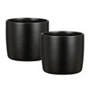 Scheurich Solido, Set of 2 Ceramic Flower Pots, Colour: Ebano,