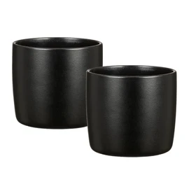 Scheurich Solido, Set of 2 Ceramic Flower Pots, Colour: Ebano, 15 cm Diameter, 13.7 cm High, 1.9 L Vol.