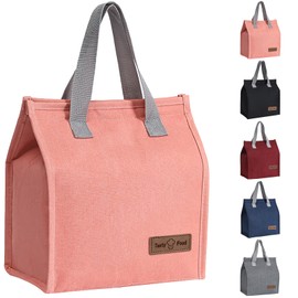 Lunch Bags for Women Men, Reusable Insulated Leakproof Lunch Box Bag for Adult Kids, Small Cooler Bag for Work School Picnic Travel (Pink)