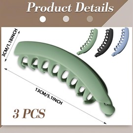 LAJUP 3 Stück große Bananen-Haarspangen, 13cm Vintage Bananen-Haarspangen, Pferdeschwanz-Haarspangen, rutschfeste Haarspangen für Frauen, Mädchen, mittleres bis dickes Haar