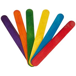 GLOREX Made of Colourful Birch Wood, in The Shape of ice Sticks, Approx. 15 cm Long with Rounded Ends, Pack of 100, Versatile for Crafting, Colourfully Lacquered