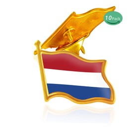 Rhungift 10 Pack Metal Netherlands Flag Lapel Pin Waving New Holland Flag Pins bulk Patriotic Pin Series