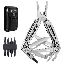 BIBURY Multi-Tool, 21 in 1 Multitools Pliers with Rope Cutter, Can Opener, Screwdriver, EDC Tools for Camping, Outdoor Activities, Repairing (Blackside)