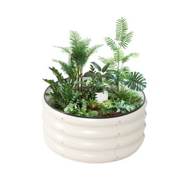 Toboom Galvanized Raised Garden Bed Kit Outdoor Metal Garden Planter Box for Backyard Gardening, Planting Vegetables, and Patio (Dia23.6"x11.8")