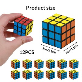 SMCEHEYA Mini Cube Party Bag Fillers 12Packs Mini Magic Cubes 3x3cm Cube Party Favours Gift Party Favors Brain Teaser Puzzle Game Educational Toys for Young Learners Ideal Compact Size for Travel
