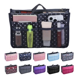 JJ PRIME - Handbag Organiser | Handbag Storage Pouch | Women's Handbag Organizer | Tote Bag Organizer (Dots, Black)