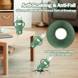 BUSOHA 3 Pack Silicone Sleeves for Dr. Brown's Glass Baby Bottles - Drop Protection Baby Bottle Sleeves Compatible with Dr. Brown's Newborn Glass Bottles with Silicone Handles,8 oz