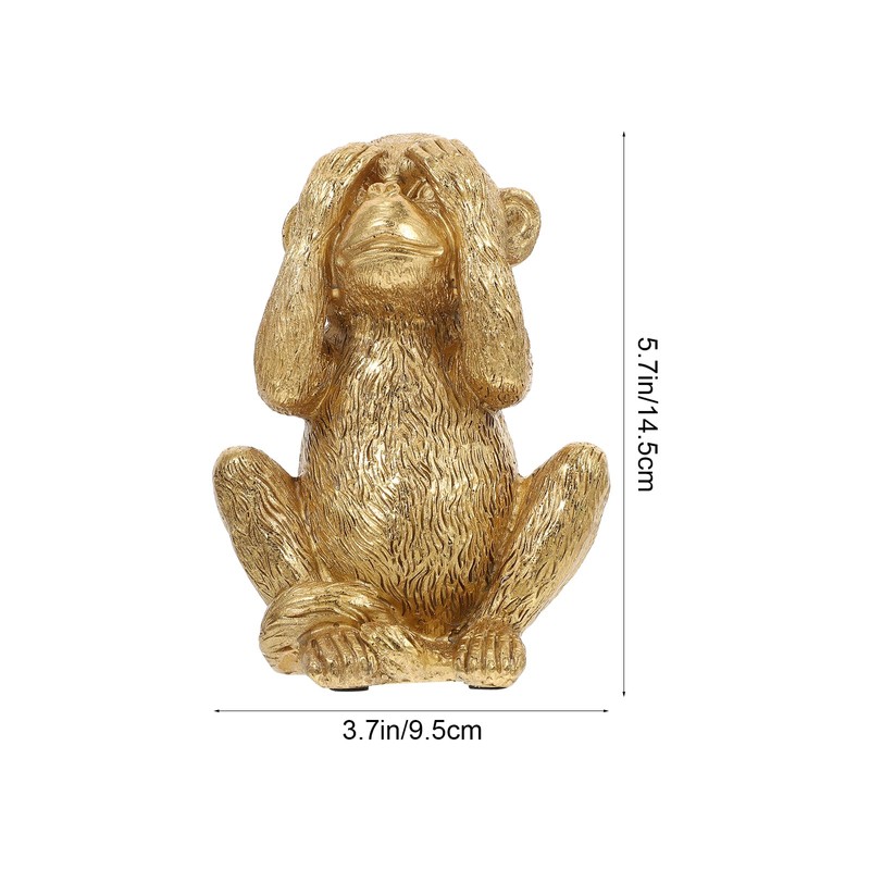 Housoutil Resin Monkeys, Nothing See Gold Monkey Statue, Evil Golden