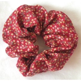 Red Print Cotton Scrunchy-Small - Made in the USA