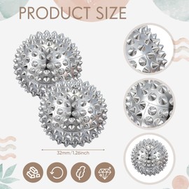JolliLudo 6 Pcs Magnetic Massage Ball for Adults Spiky Massage Ball for Hand Exercise, Pain Pressure and Stress Relief Gifts for Stocking Stuffers(Silver)