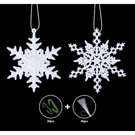 Pack of 36 Snowflake Pendants, Christmas Decoration