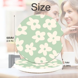 Groovy Flowers Car Coasters for Cup Holders, Absorbent Ceramic Coaster with Cork Back, Car Accessories Gifts for Men Women, 2PCS Universal Anti Slip Car Accessories, Cup Mat for Most Car Interior