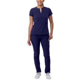 Adar Uniforms Addition Go-Higher Scrub Set For Women - Notched V-Neck Scrub Top & Skinny Cargo Pants - A9600 - Navy - 2X