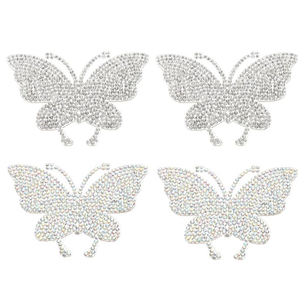 PATIKIL Butterfly Rhinestone Patches, 4 Pcs Butterfly Shape Iron on