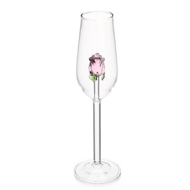 Veemoon Rose Wine Glasses with Rose Inside Wine Goblet Cocktail Glass Crystal Champagn Flutes Red Wine Glasses for Wedding Christmas Pink
