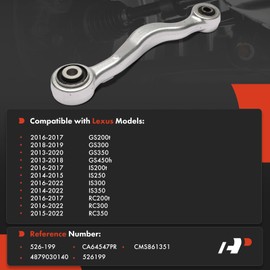 A-Premium Rear Left Rearward Upper Control Arm, with Bushing, Compatible with Lexus IS200t 2016-2017, IS250 2014-2015, IS300 2016-2022, IS350, GS200t, GS300, GS350, GS450h, RC200t, RC300, RC350