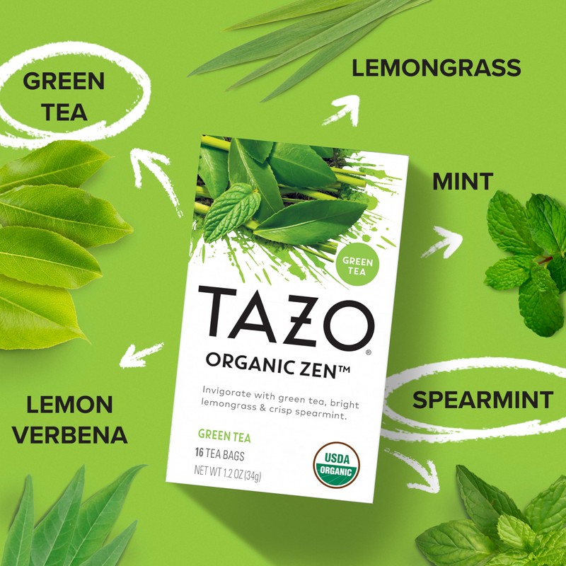 TAZO Tea Bags, Regenerative Organic: Refresh Mint Herbal Tea, &