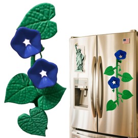 Fridge Magnet with Articulating Stems, DIY Creative Refrigerator Magnetic Vine 3D Printed Morning Glory Fridge Magnet Pad for Kitchen Office Locker Decoration (Blue)