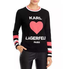 Karl Lagerfeld Paris Heart Sweater Black / Pink Size Small MSRP $90