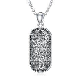 PROESS Wolf Necklace for Men S925 Sterling Silver Amulet Necklace Howling Wolf Pendant Necklace Jewelry Gifts for Women