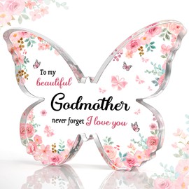 GiftyTrove Gifts for Godmother, Unique Godmother Birthday Gifts - 5x3.8x0.5 Inch Butterfly Acrylic Plaque Gift - Will You Be My Godmother, Mothers Day Christmas Gift for Godmother from Godchild