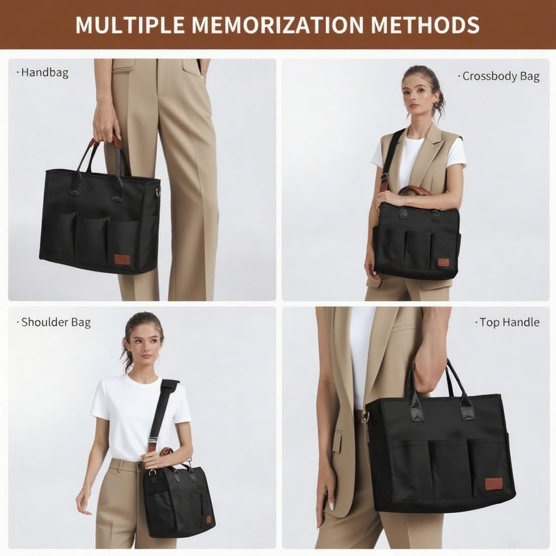 Fancy Forest Travel Tote Bag for Women,11 Pockets Canvas Work