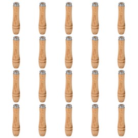 TopHomer 20 Pieces Wooden File Handle, Safety File Handle with Metal Safety Rings, File Cutting Tool Handle, Durable Replacement File Cutting Handle for Woodworking Carpenter (90mm)