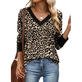 XIEERDUO Womens Clothes Loose Fit Cute Tops Trendy Fall Favorites Women's Fashion Long Sleeve Sweatshirt with Button Leopard 2Xl