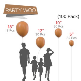 PartyWoo Light Brown Balloons, 100 pcs Brown Balloons Different Sizes Pack of 18 Inch 12 Inch 10 Inch 5 Inch Balloons for Party Decorations, Birthday Decorations, Wedding Decorations