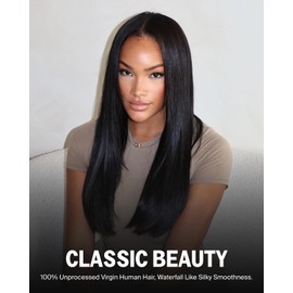 Megalook hair Glueless Wigs Human Hair Glueless Wear and Go Straight Lace Front Wigs Human Hair Pre Plucked Pre Cut 6x5 HD Lace Closure Wigs Human Hair 22 Inch