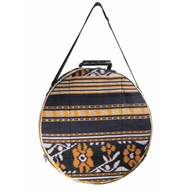 Shamandrum Bag Dark Colours Made of Ikat Woven Fabric Diameter 60 cm for Shaman Drum - in Mysevendo Set - Round Ritual Drum Carry Strap Drum Bag