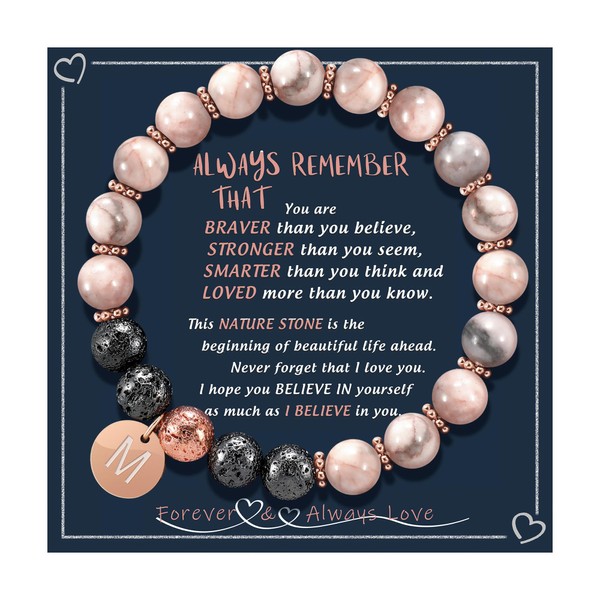 Btysun Bead Bracelet Initial Bracelets for Women Letter M Link