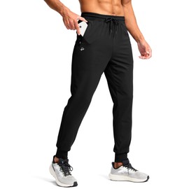 Pudolla Sweatpants for Men Joggers for Men Athletic Pants for Men Stretch Mens Workout Pants Gym Runing Pants(Black S)