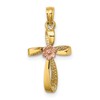 IceCarats 14K Solid Two Tone Gold Twisted Holy Cross Heart