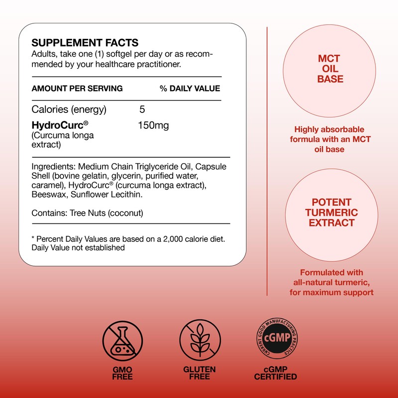 Omax3 HydroCurc Turmeric Curcumin Softgels – Highly Bioavailable, Nanoparticle Potency
