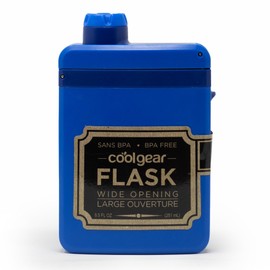 Slim Water Bottle 8.5oz Flat Plastic Flask BPA Free for Outdoor Men Women (Black,251ml) (Blue)