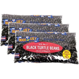 Dixie Lily Black Turtle Beans - Dried Black Beans for Soups, Stews, Chili & More, Non-GMO, Easy to Cook with Quick & Overnight Soak - 12oz, 3 Pack