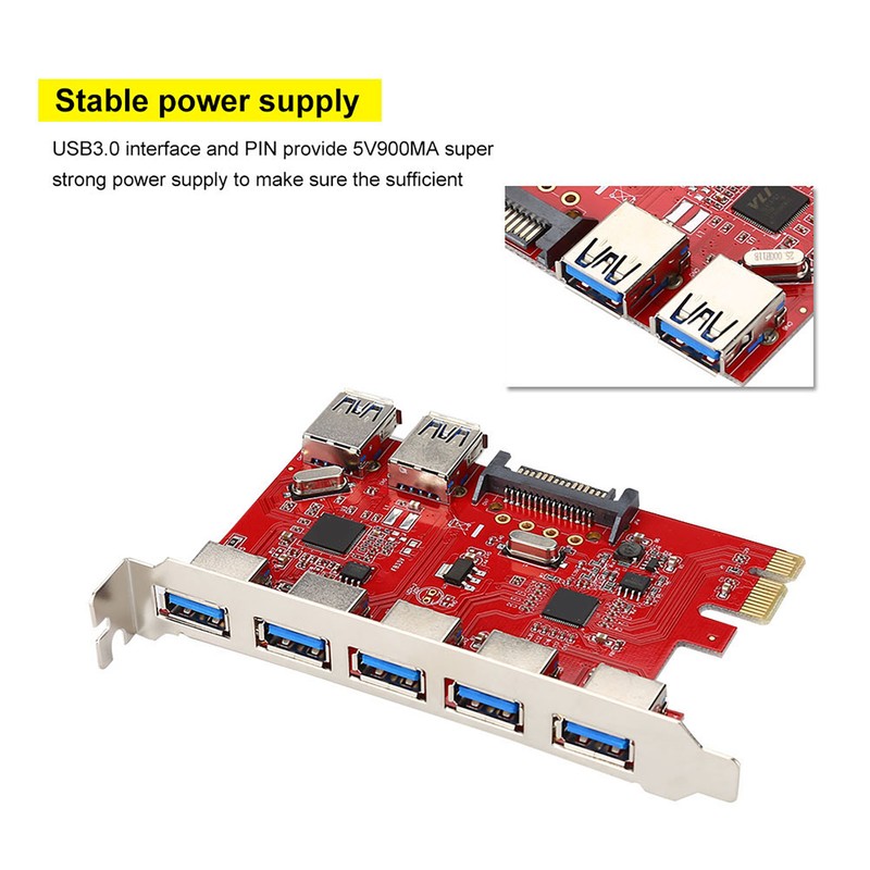 PCI-E to 5 Port USB 3.0 and 2 Port USB