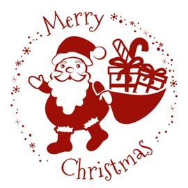Original Stemplino® Maxi Stamp XL 35 – Merry Christmas Santa English – Merry Christmas For Gifts and Cards for Christmas – High-Quality Wooden Stamp 78 x 46 mm Round